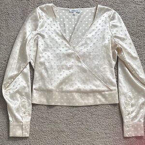 Good American Cream Polka Dot Blouse